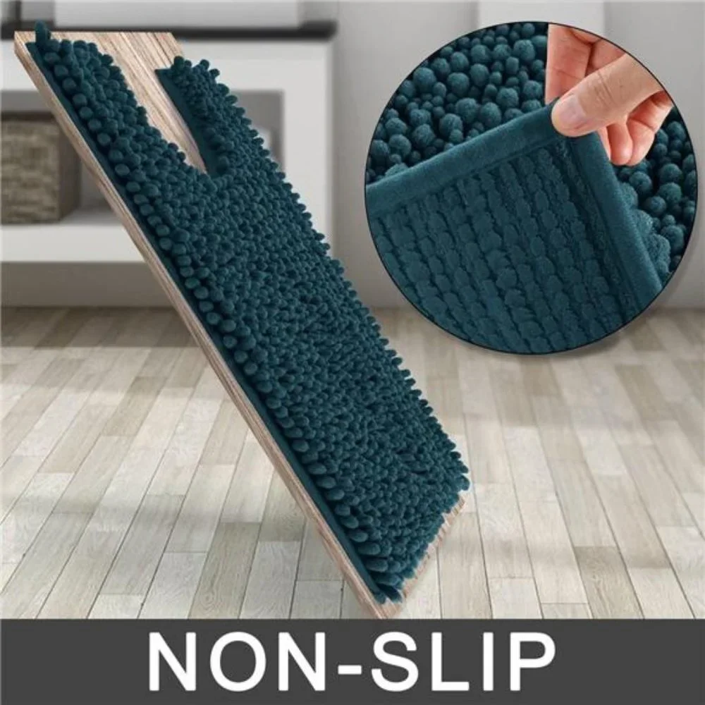 Luxury Shaggy Toilet BathMat U-Shaped Contour Rugs for Bathroom,24.4X20.4 Inches